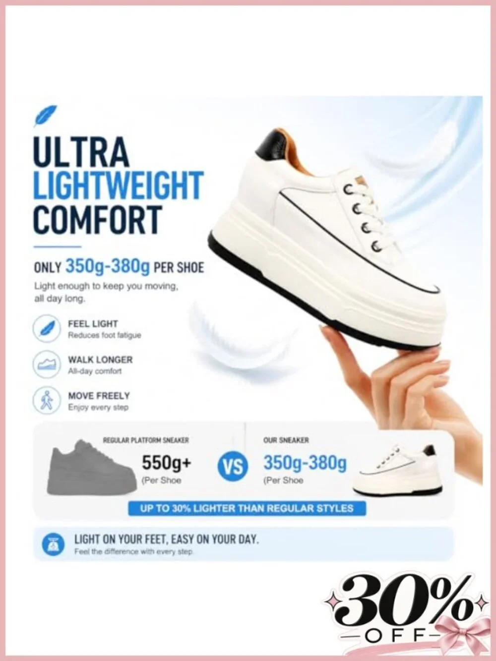 Platform Sneakers Women Chunky Casual Lace Up Comfort Shoes